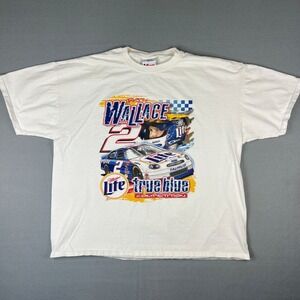 VTG Rusty Wallace‎ NASCAR T Shirt Mens 2XL Miller Lite #2 Car True Blue Racing